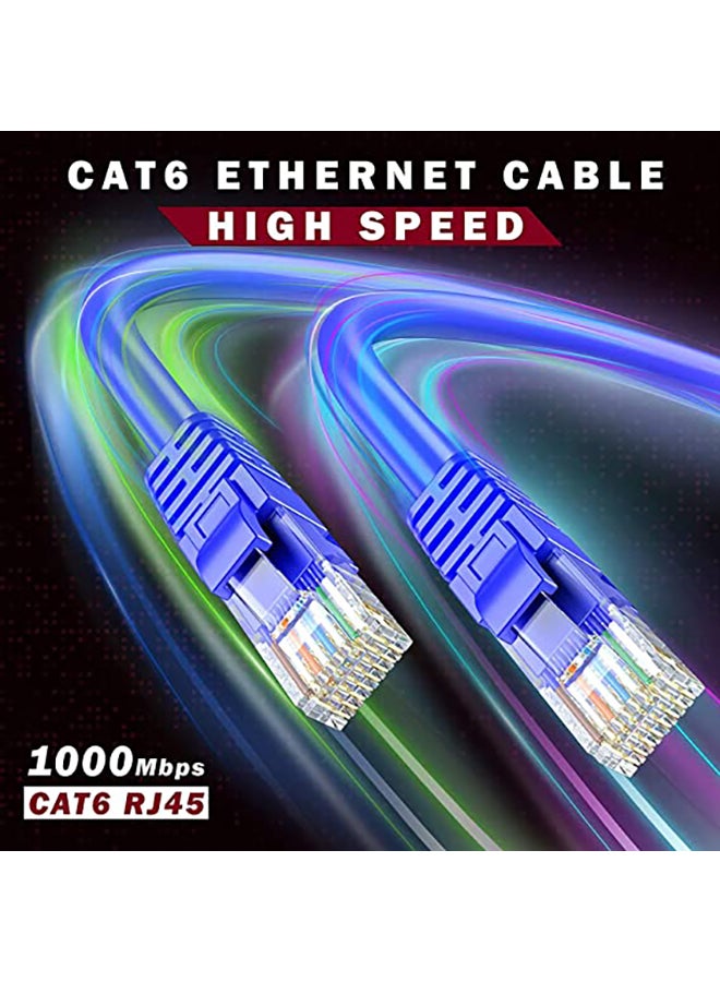 ماركة غير محددة - كابل وسلك Cat6 لراوتر الشبكة المحلية إيثرنت مزود بوصلة RJ 45 أزرق - Image 1