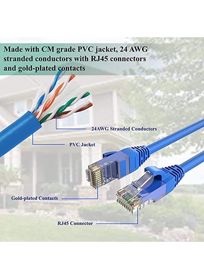 ماركة غير محددة - كابل وسلك Cat6 لراوتر الشبكة المحلية إيثرنت مزود بوصلة RJ 45 أزرق - Image 1