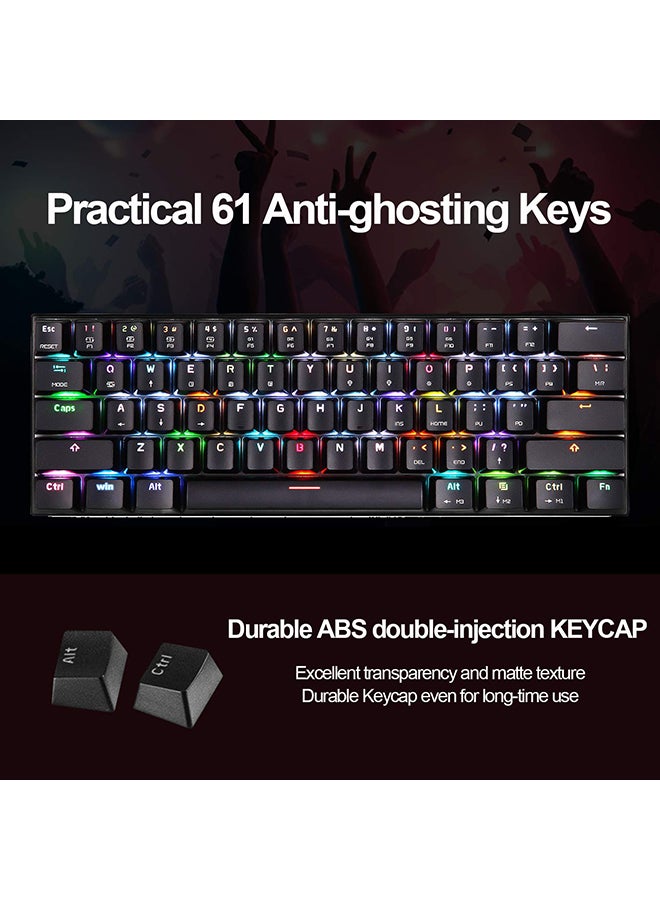 Motospeed - CK61 RGB Mechanical 61 Keys Anti-Ghosting With Backlight Keyboard Black/Red - Image 1