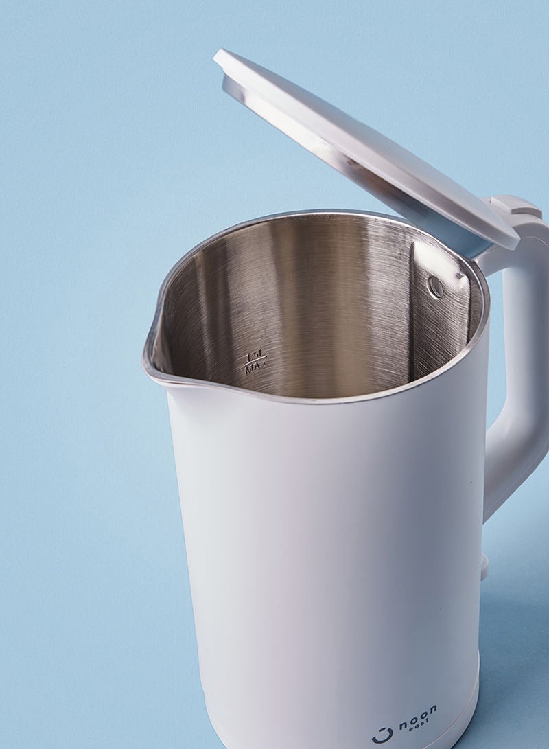 Noon East - Electric Kettle And Water Boiler - 1.5 Liter 1800 W Double Insulated- White 1.5 L 1800 W KESS4008_WH White - Image 1