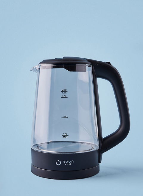 Electric Glass Kettle And Water Boiler - 1.7 Liter 2200 W With Indicator Light- Black/Clear 1.7 L 2200 W KEGX8023-GS Black/Clear