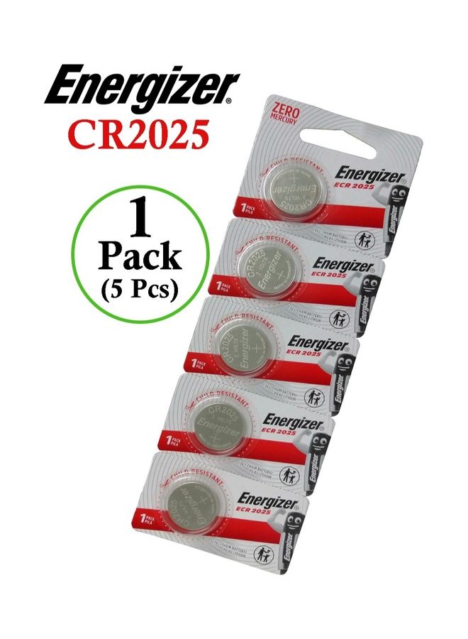 Energizer CR2025 Lithium 3V Coin Cell Battery - 5Pcs Silver  - Image 1
