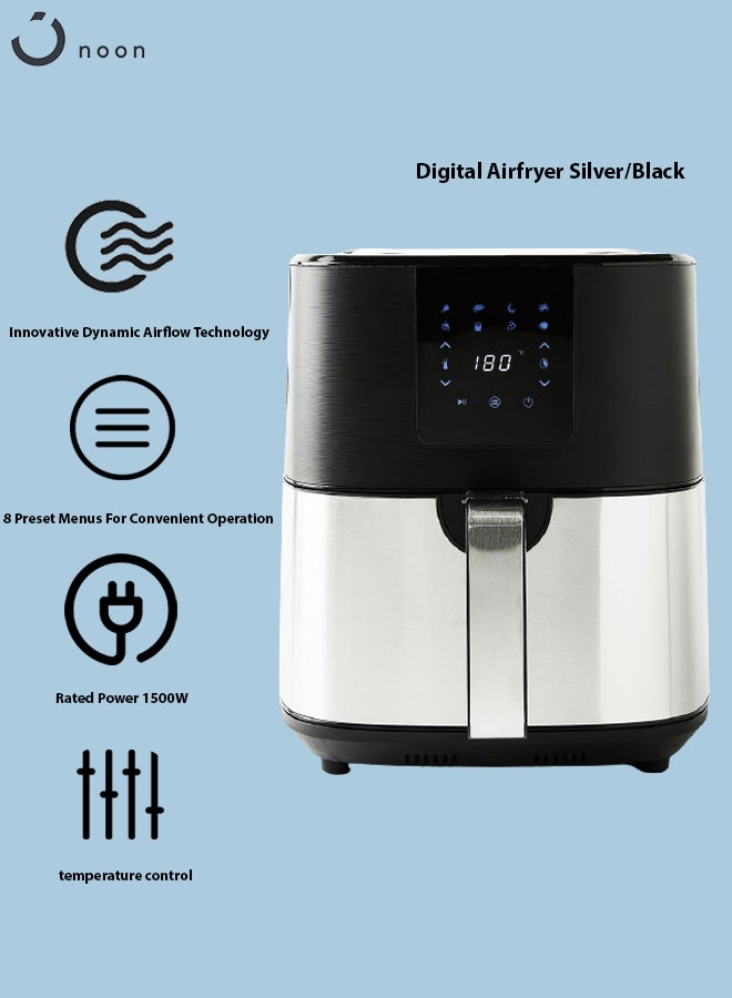Noon East - Digital Touch Air Fryer 5.5 Liter Capacity - Overload Protection - Healthy Air Fryer Without Oil 5.5 L 1500 W AF7502-DIS Black - Image 1