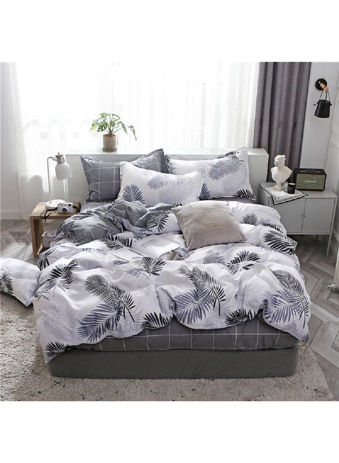 Sharpdo - 4-Piece Bedding Sheet Comforter Set Polyester Grey 200x230cm - Image 1