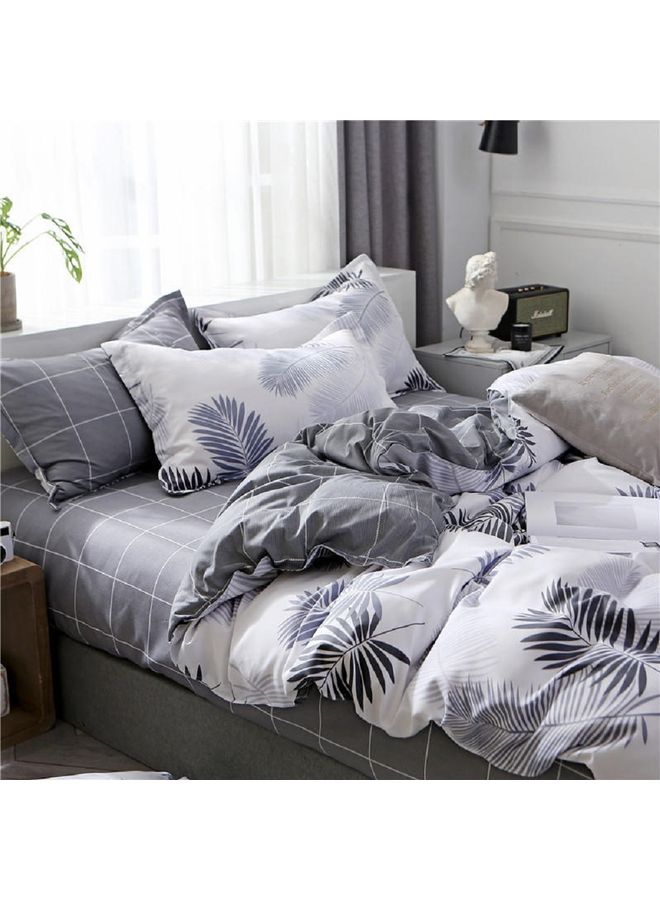 Sharpdo - 4-Piece Bedding Sheet Comforter Set Polyester Grey 200x230cm - Image 1