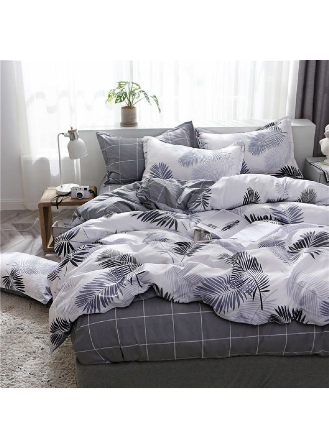 Sharpdo - 4-Piece Bedding Sheet Comforter Set Polyester Grey 200x230cm - Image 1