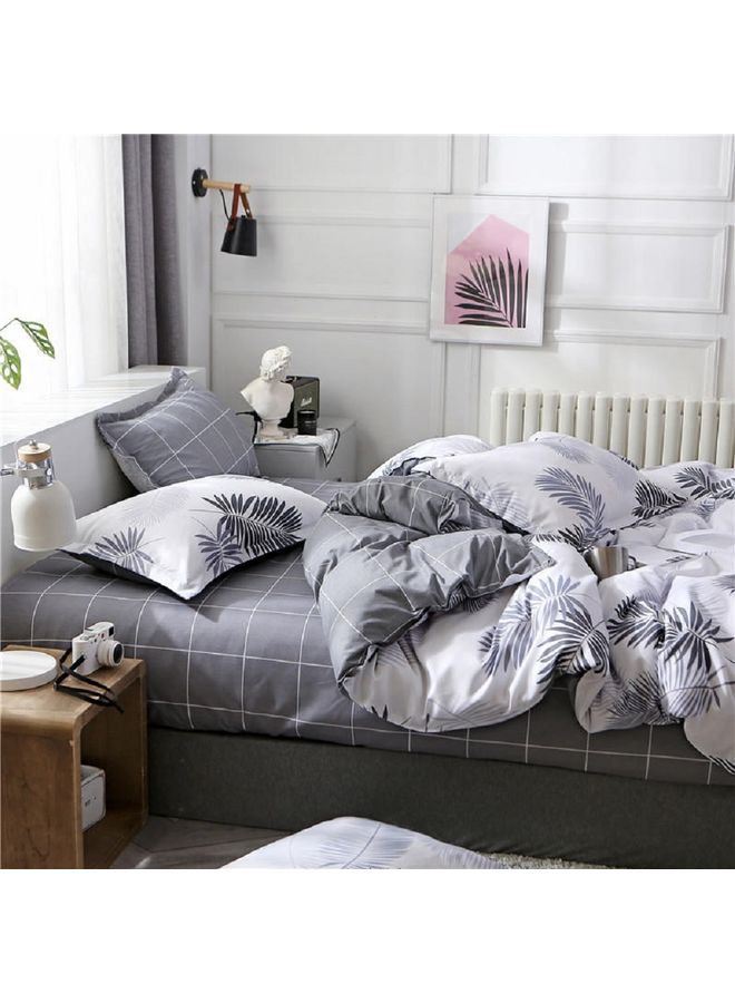 Sharpdo - 4-Piece Bedding Sheet Comforter Set Polyester Grey 200x230cm - Image 1
