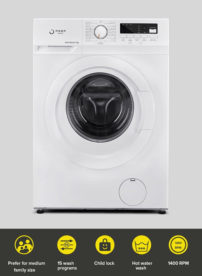 Noon East - 7 kg Washing Machine 7 Kg - Front Loading Fully Automatic- White Washing Mashine With Washing, Rinse And Spinning Function Without Clothes Dryer washing_machine White - Image 1