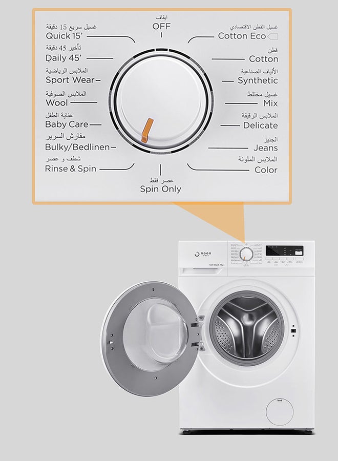 Noon East - 7 kg Washing Machine 7 Kg - Front Loading Fully Automatic- White Washing Mashine With Washing, Rinse And Spinning Function Without Clothes Dryer washing_machine White - Image 1