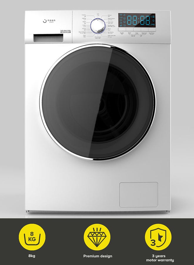 Noon East - 8 kg Washing Machine 8 Kg - Front Loading Fully Automatic- White Washing Mashine With Washing, Rinse And Spinning Function Without Clothes Dryer washing_machine White - Image 1