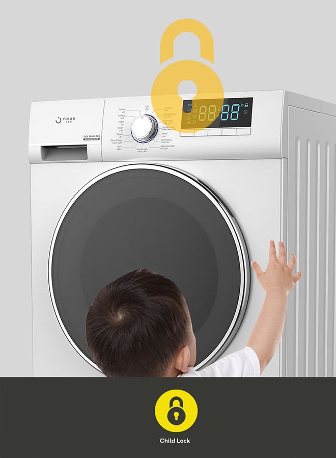 Noon East - 8 kg Washing Machine 8 Kg - Front Loading Fully Automatic- White Washing Mashine With Washing, Rinse And Spinning Function Without Clothes Dryer washing_machine White - Image 1