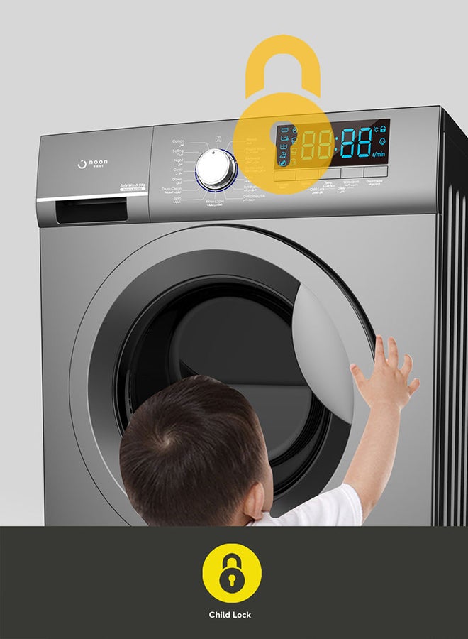 Noon East - Washing Machine 9 Kg - Front Loading Fully Automatic- Metallic Grey Washing Mashine With Washing, Rinse And Spinning Function Without Clothes Dryer washing_machine Metallic Grey - Image 1