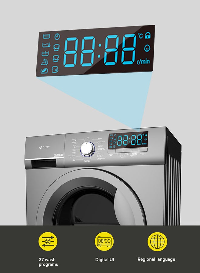 Noon East - Washing Machine 9 Kg - Front Loading Fully Automatic- Metallic Grey Washing Mashine With Washing, Rinse And Spinning Function Without Clothes Dryer washing_machine Metallic Grey - Image 1