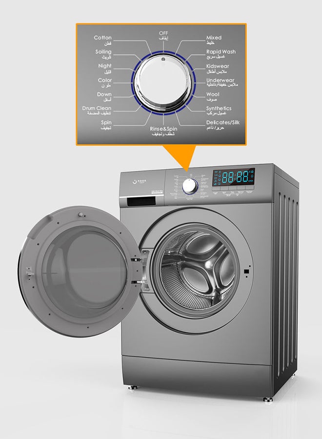 Noon East - Washing Machine 9 Kg - Front Loading Fully Automatic- Metallic Grey Washing Mashine With Washing, Rinse And Spinning Function Without Clothes Dryer washing_machine Metallic Grey - Image 1