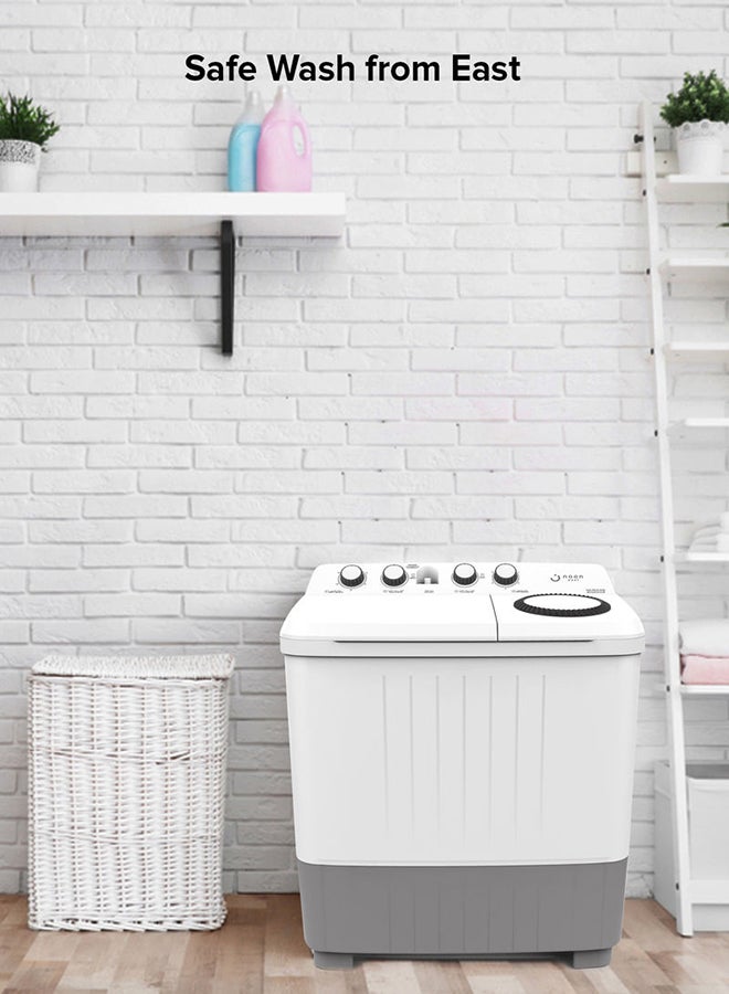 Noon East - 10 kg Washing Machine 10 Kg - Twin Tub Semi Automatic- White Washing Mashine With Washing, Rinse And Spinning Function Without Clothes Dryer washing_machine White - Image 1