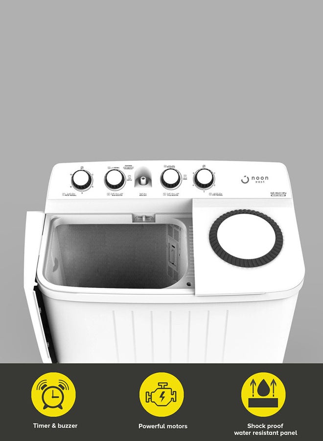 Noon East - 10 kg Washing Machine 10 Kg - Twin Tub Semi Automatic- White Washing Mashine With Washing, Rinse And Spinning Function Without Clothes Dryer washing_machine White - Image 1