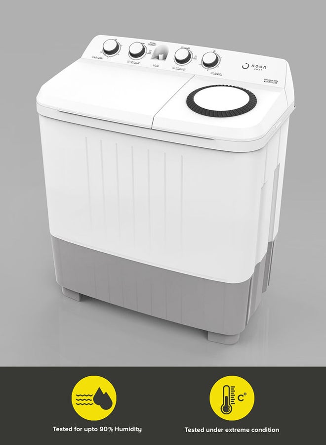 Noon East - 10 kg Washing Machine 10 Kg - Twin Tub Semi Automatic- White Washing Mashine With Washing, Rinse And Spinning Function Without Clothes Dryer washing_machine White - Image 1