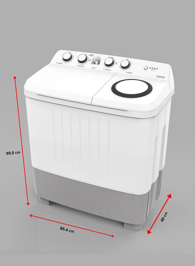 Noon East - 10 kg Washing Machine 10 Kg - Twin Tub Semi Automatic- White Washing Mashine With Washing, Rinse And Spinning Function Without Clothes Dryer washing_machine White - Image 1
