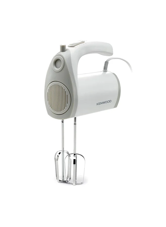 KENWOOD Hand Mixer (Electric Whisk) With 5 Speeds + Turbo Button, Twin Stainless Steel Kneader And Beater For Mixing, Whipping, Whisking, Kneading 300 W HMP20.000WH White