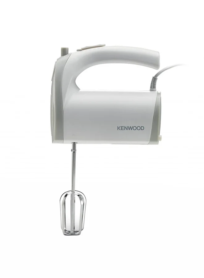 KENWOOD Hand Mixer (Electric Whisk) With 5 Speeds + Turbo Button, Twin Stainless Steel Kneader And Beater For Mixing, Whipping, Whisking, Kneading 300 W HMP20.000WH White