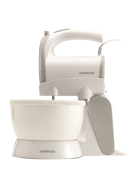 Stand Mixer Hand Mixer (Electric Whisk) With Rotary Bowl,5 Speeds+Turbo Button,Twin Stainless Steel Kneader And Beater For Mixing,Whipping,Whisking,Kneading 2.4 L 300 W HMP22.000WH White