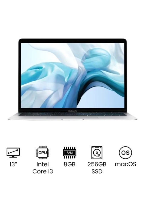 MacBook Air With 13-Inch Retina Display, Core i3 Processor/8GB RAM/256GB SSD/Intel Iris Plus Graphics With English/Arabic Keyboard 2020 MWTK2AB/A Silver English/Arabic Silver