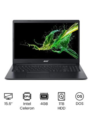 Aspire 3 Laptop with 15.6 inch HD Display/Celeron N4000 Processor/4GB RAM/1TB HDD/Intel UHD Graphics/DOS(Without Windows)/ English/Arabic Charcoal Black - v1648219211/N42676269A_1