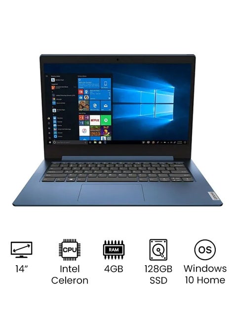 IdeaPad 1 14IGL05 Laptop with 14' FHD IPS (1920x1080) Display, Intel Celeron N4020 (2C / 2T, 1.1 / 2.8GHz, 4MB) 10th Gen Processor / 4GB RAM / 128GB SSD / Integrated Intel UHD Graphics 600 / Windows 10 Home English Ice Blue