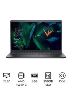 Vostro 3515 Laptop With 15.6-Inch FHD (1920x1080) Display, AMD Ryzen3 3250U Processor/8GB RAM/256GB SSD/DOS(Without Windows)/AMD Radeon Integrated Graphics Card English/Arabic Carbon Black