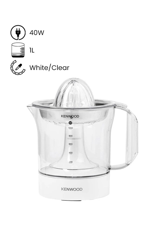 كينوود عصارة الحمضيات 1.0 L 40.0 W JE290A أبيض/ شفاف  - Image 1