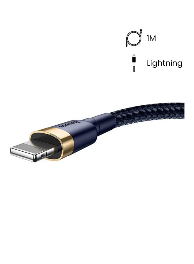 Baseus USB to Lightning Charging Cable Cafule Nylon Braided High-Density Quick Charge Compatible for iPhone 13 12 11 Pro Max Mini XS X 8 7 6 5 SE iPad (1 Meter, 2.4 A) Dark Blue/Gold - Image 2