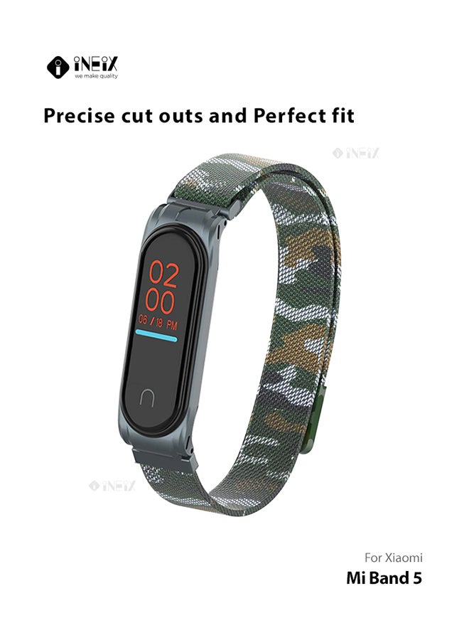 INEIX Steel Magnetic Replacement Strap For Mi Band 5 Green  - Image 2