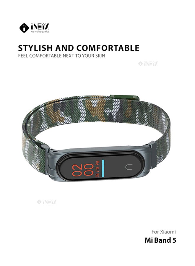 INEIX Steel Magnetic Replacement Strap For Mi Band 5 Green  - Image 3