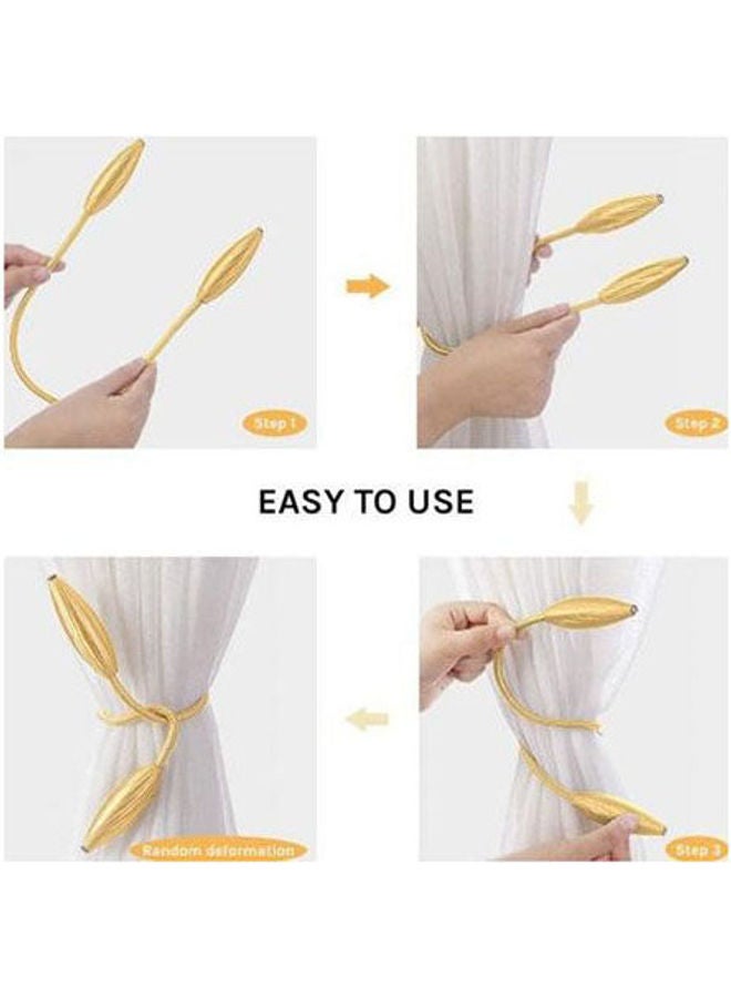 Magnetic Curtain Holder With Flexible Metal Rope 2Pcs Yellow  - Image 2
