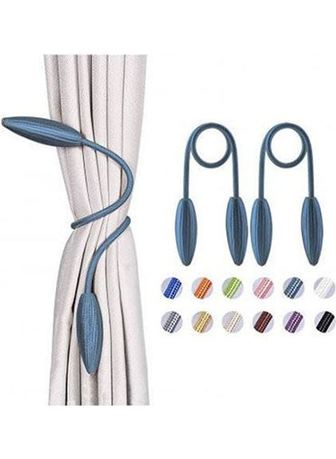 Magnetic Curtain Holder With Flexible Metal Rope 2 Pieces Blue
