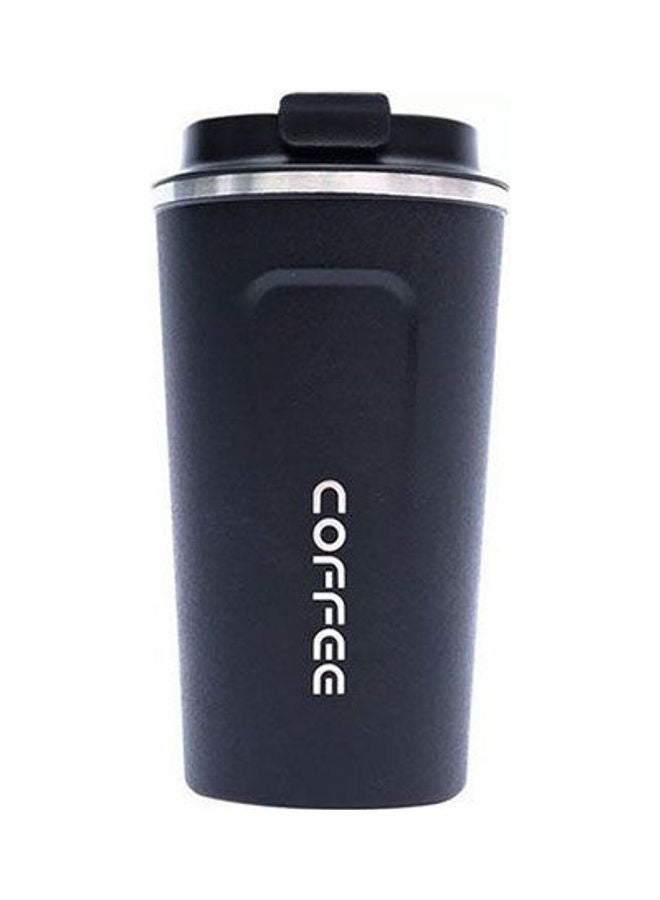 Inner Stainless Steel Thermal Mug With 1 Long Metal Spoon Black 380ml - Image 1