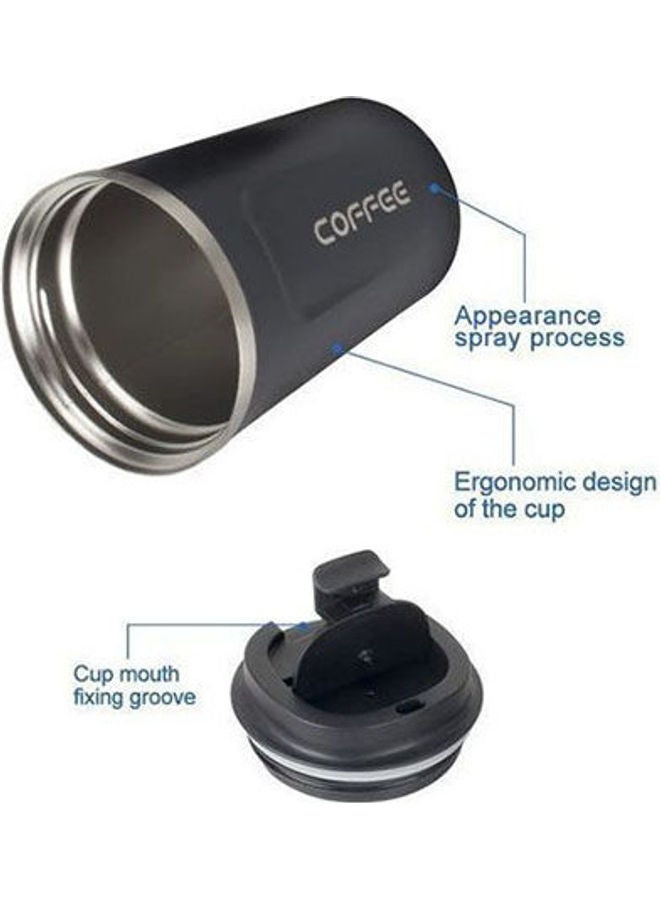 Inner Stainless Steel Thermal Mug With 1 Long Metal Spoon Black 380ml - Image 2