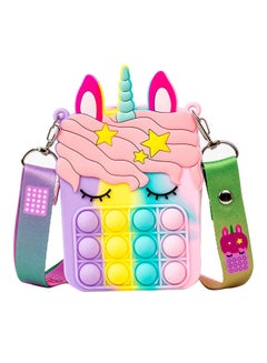 XiuWoo Unicorn Bubble Sensory Fidget Stress Relieve Shoulder Bag Toy For Girls 8.5x13.5x4cm  - Image 1