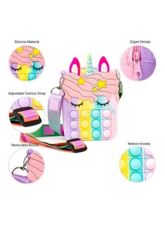 XiuWoo Unicorn Bubble Sensory Fidget Stress Relieve Shoulder Bag Toy For Girls 8.5x13.5x4cm  - Image 3