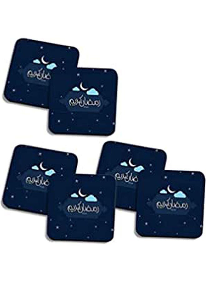 Set Of 6 Ramadan Wooden Coaster Multicolour 10X10cm