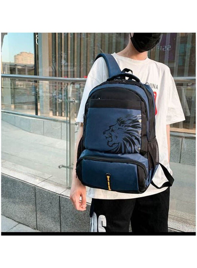 Lion Student Outdoor Waterproof Backpack Blue - Image 3
