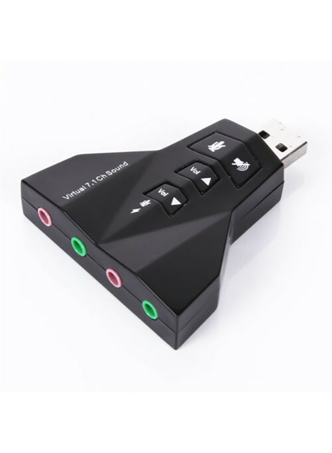 USB To 3D External Sound Card Audio Adapter Black