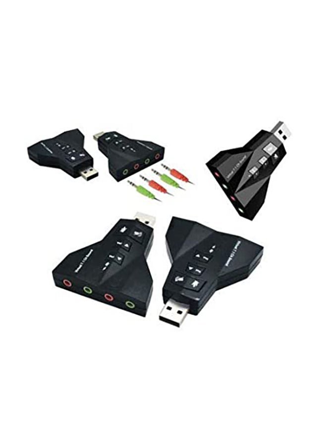USB To 3D External Sound Card Audio Adapter Black