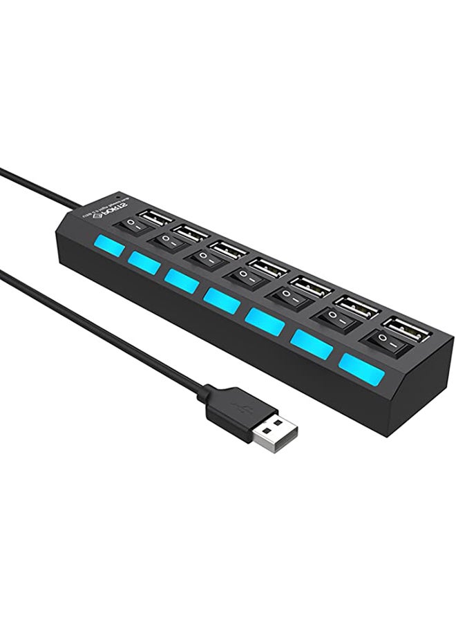 Generic 7-Port USB Hub With On/Off Switch Black  - Image 2