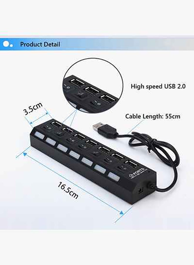 Generic 7-Port USB Hub With On/Off Switch Black  - Image 3