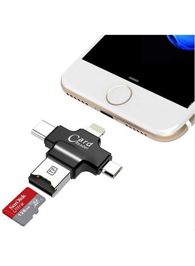 Generic - 4 In 1 USB Otg Tf Micro Sd Card Reader Black - Image 1