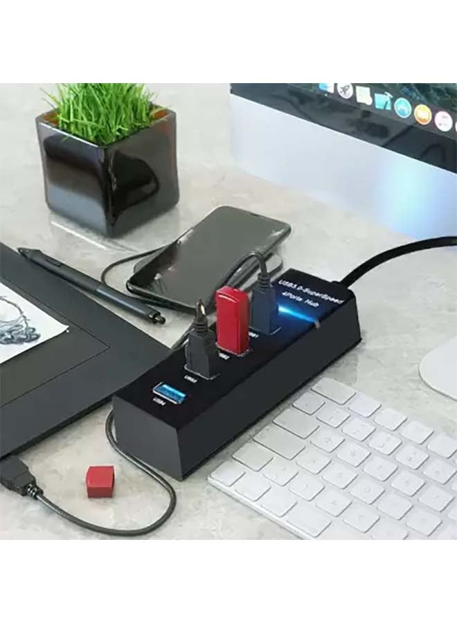 Generic - 4-Port USB 3.0 Super Speed Hub Black - Image 1