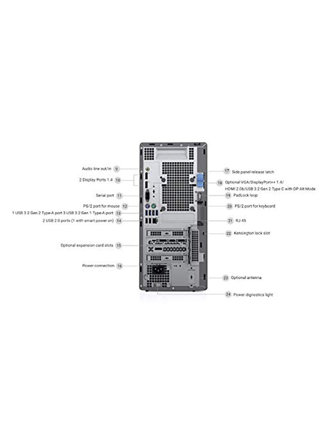 هاتف أوبتيبلكس 7080 بمعالج إنتل كور i7 وذاكرة رام سعة 4 جيجابايت وذاكرة داخلية سعة 1 تيرابايت ونظام تشغيل ويندوز 10/ أوبونتو أسود