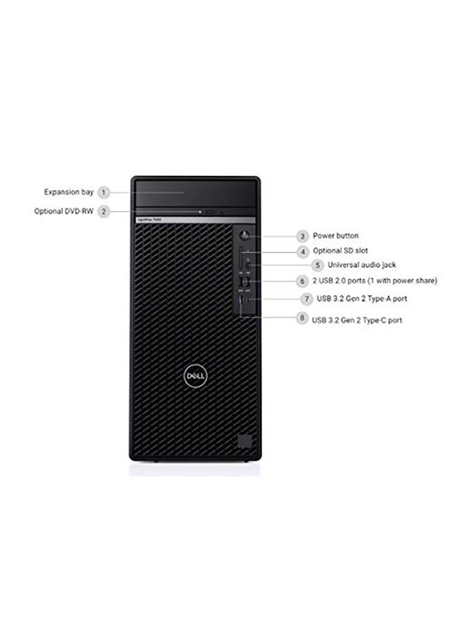 هاتف أوبتيبلكس 7080 بمعالج إنتل كور i7 وذاكرة رام سعة 4 جيجابايت وذاكرة داخلية سعة 1 تيرابايت ونظام تشغيل ويندوز 10/ أوبونتو أسود