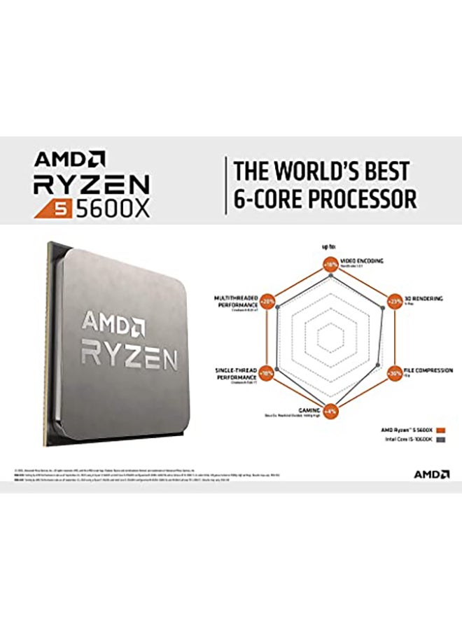 AMD - Ryzen 5 5600X Desktop Processor, 4.6GHz (Max Boost Clock) & 3.7GHz (Base Clock), 6-Core, AM4, 12 Threads, TSMC 7nm FinFET Grey - Image 1